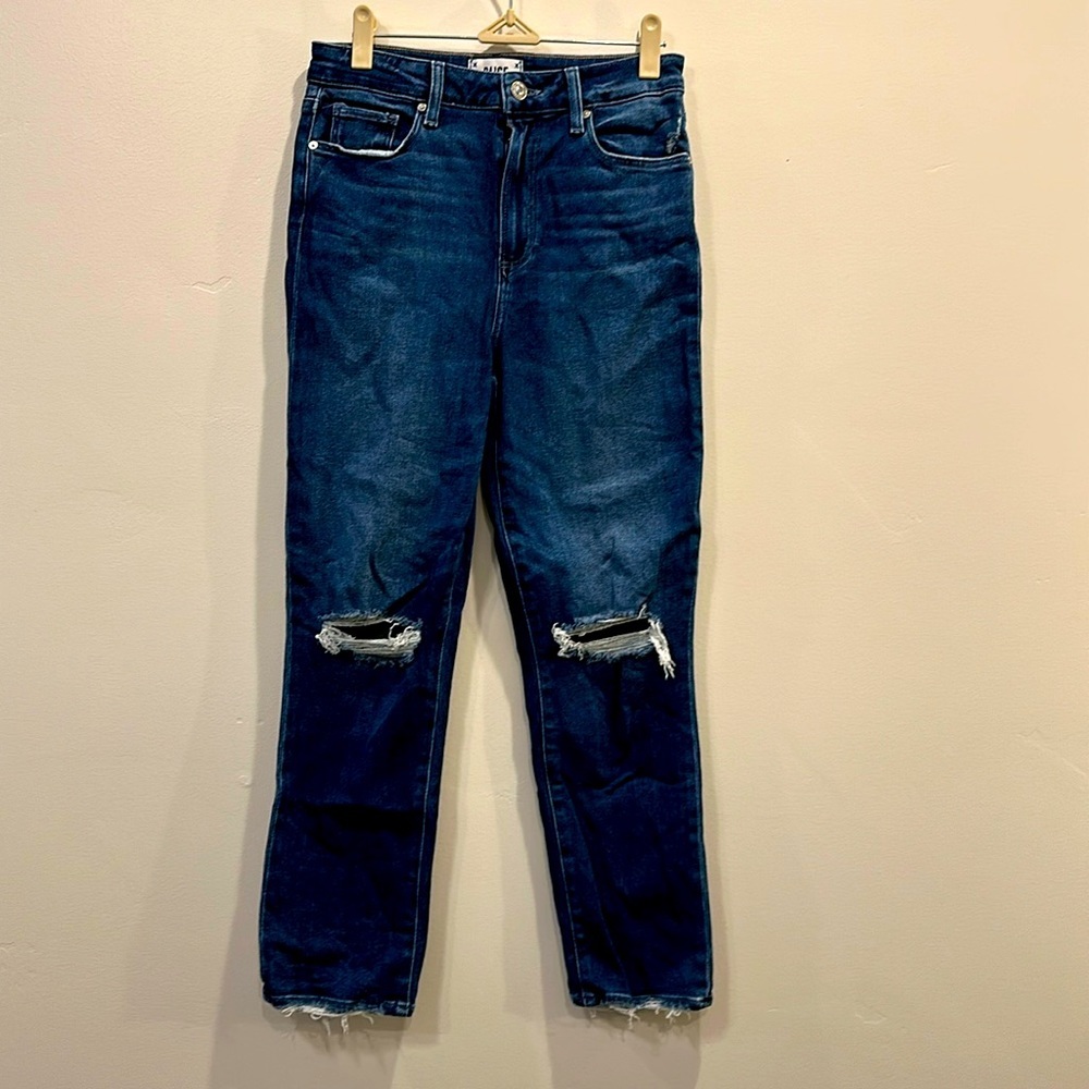 PAIGE Sarah Slim Crop Jeans Size 28 Blue Distressed Ankle Cropped